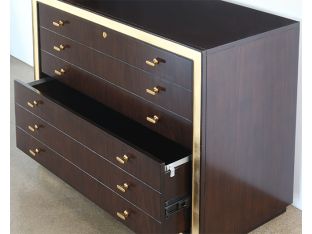 C-Suite Dark Wood Executive Credenza with Gold Accents