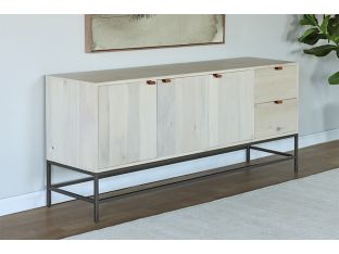 Light Poplar Long Sideboard with Leather Pulls
