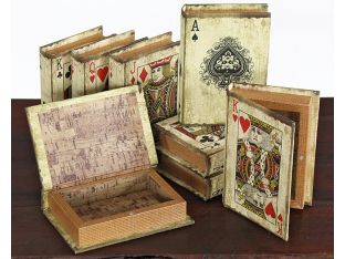 Playing Card Book Boxes - Set of 8 Assorted - Cleared Décor