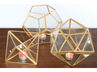 Set of 3 Geometric Glass Decorative Boxes