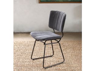 Gray Canvas Mid-Century Dining Chair with Black Wire