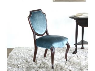 Antique Blue Velvet Side Chair