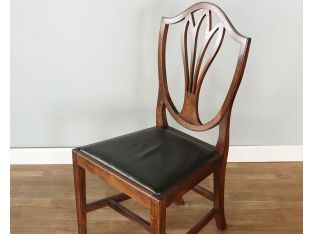 Shield Back Dining Chair in Black Oak, Circa 1960