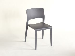 Molded Plastic Cafe Side Chair in Dark Gray
