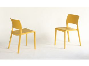 Molded Plastic Cafe Side Chair in Mustard Yellow