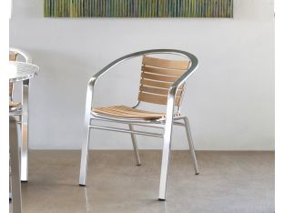 Teak and Aluminum Bistro Chair