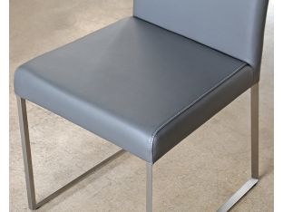 Gray Leatherette and Polished Stainless Steel Dining Chair