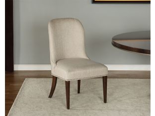 Neutral Brushed Fabric Side Chair w/ Tapered Legs