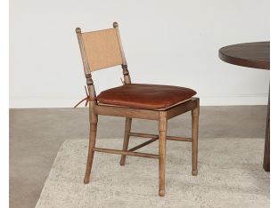 Walnut Side Chair with Cord Back and Leather Seat