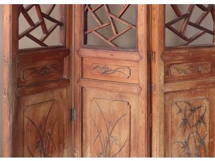 3 Panel Vintage Wooden Chinoiserie Screen