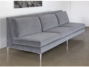 Armless Sofa in Charcoal Velvet