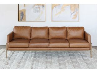 Natural Oak Track Sofa In Butterscotch Leather
