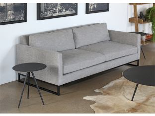 Slim Square Arm Sofa In Textured Light Gray