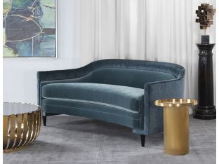 London Blue Topaz Curved Velvet Sofa