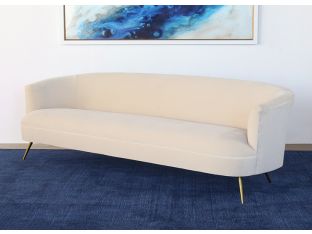Curved Sofa With Tight Back And Antique Brass Legs