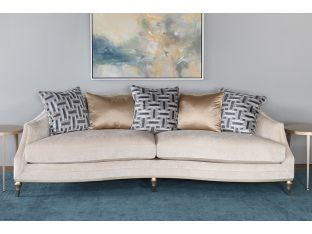 Blush Taupe Curved Arm Sofa With Toss Pillow Back