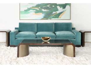 Turquoise Velvet Sofa w/ Black Ash Feet