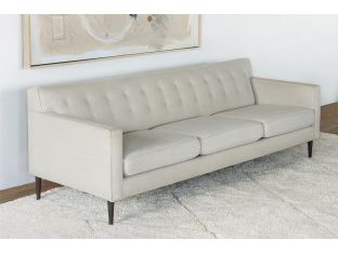 Modern Tufted 3-Seat Sofa In Ivory Linen 