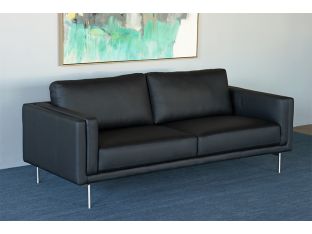 Black Leather International Style Sofa
