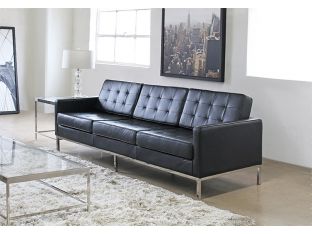 Black Leather Florence Knoll Style Sofa