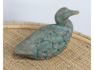 Stone Duck Figurine With Patinaed Finish