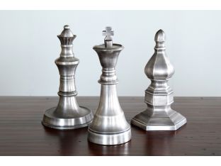 Set of 3 Antique Silver Chess Finials