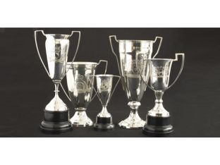 Set of 5 Vintage Engraved Trophies - Cleared Décor