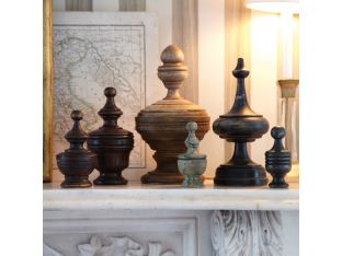 Set of 5 Assorted Wooden Finial Boxes - Cleared Décor