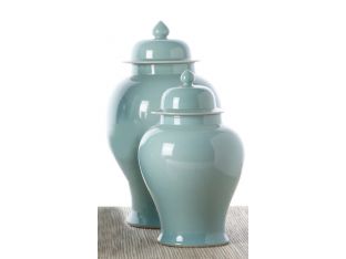Set of 2 Turquoise Temple Jars - Cleared Décor