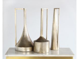 Set of 3 Handled Bronze Vases