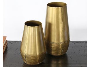 Set Of Two Antique Brass Vases
