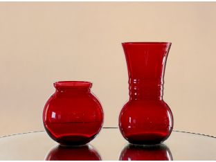 Set of 2 Ruby Glass Vases