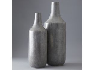Set of 2 Gray Shagreen Bottles - Cleared Décor