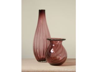 Set of 2 Burgundy Glass Vases