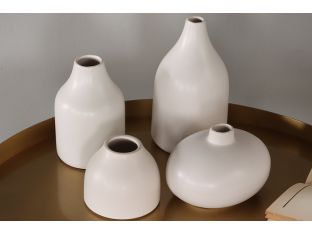 Set of 4 White Ceramic Vases