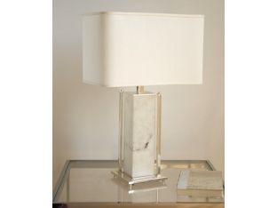 Lunar White Faux Marble Square Table Lamp