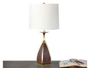 Danish Modern Brass and Wood Table Lamp
