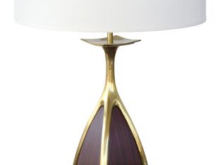 Danish Modern Brass and Wood Table Lamp