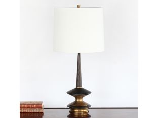 Dark Walnut And Brass Mid Century Style Table Lamp