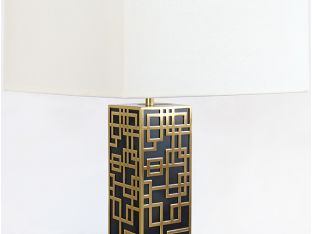 Black Lacquer And Brass Fretwork Table Lamp