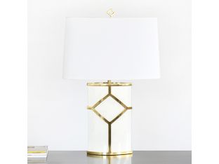 White Lacquer And Brass Detail Table Lamp