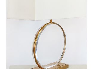Brass Framed Lucite Disc Table Lamp