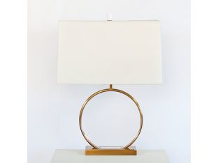 Brass Framed Lucite Disc Table Lamp