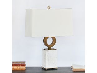 Brass Circle With Marble Base Table Lamp