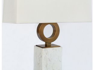 Brass Circle With Marble Base Table Lamp