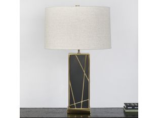 Geometric Brass Overlay Column Table Lamp