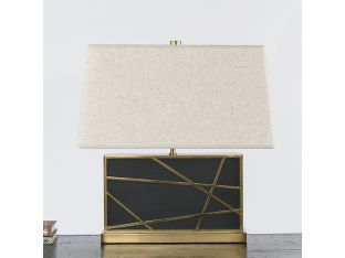Rectangular Geometric Brass Overlay Table Lamp