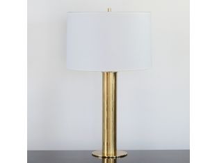 Brass Column Table Lamp With Etched Pattern