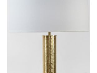 Brass Column Table Lamp With Etched Pattern