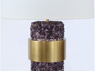 Glam Purple Stone And Brass Table Lamp